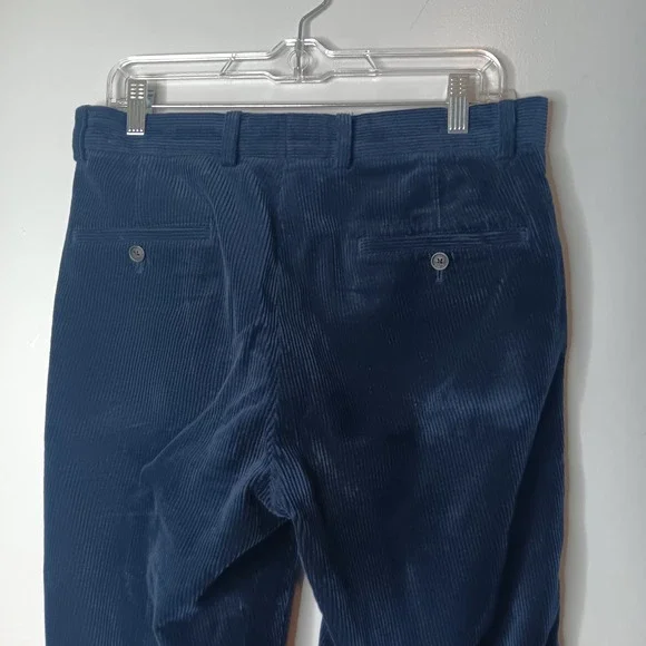 Brooks Brothers Clark Pants Mens Sz 32X30 Navy Blue Corduroy Straight Leg Preppy - Picture 7 of 10